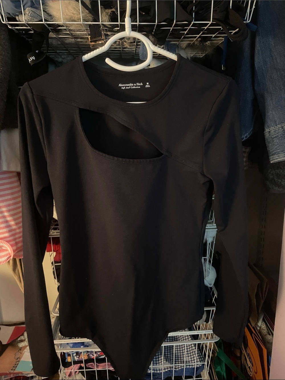 Abercrombie & Fitch Black Long-Sleeve Cutout Bodysuit